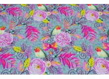 French Terry - Rotkehlchen grau pink